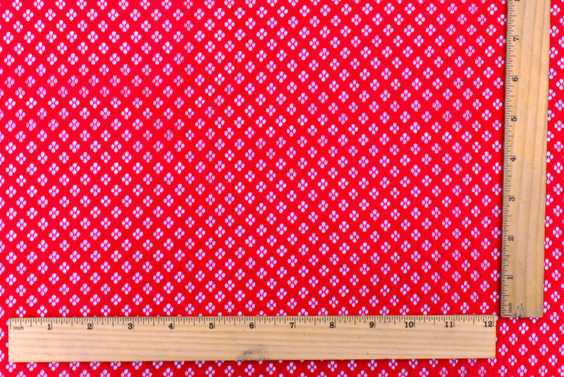 Lipstick Red Diamond Crochet Lace Knit Fabric