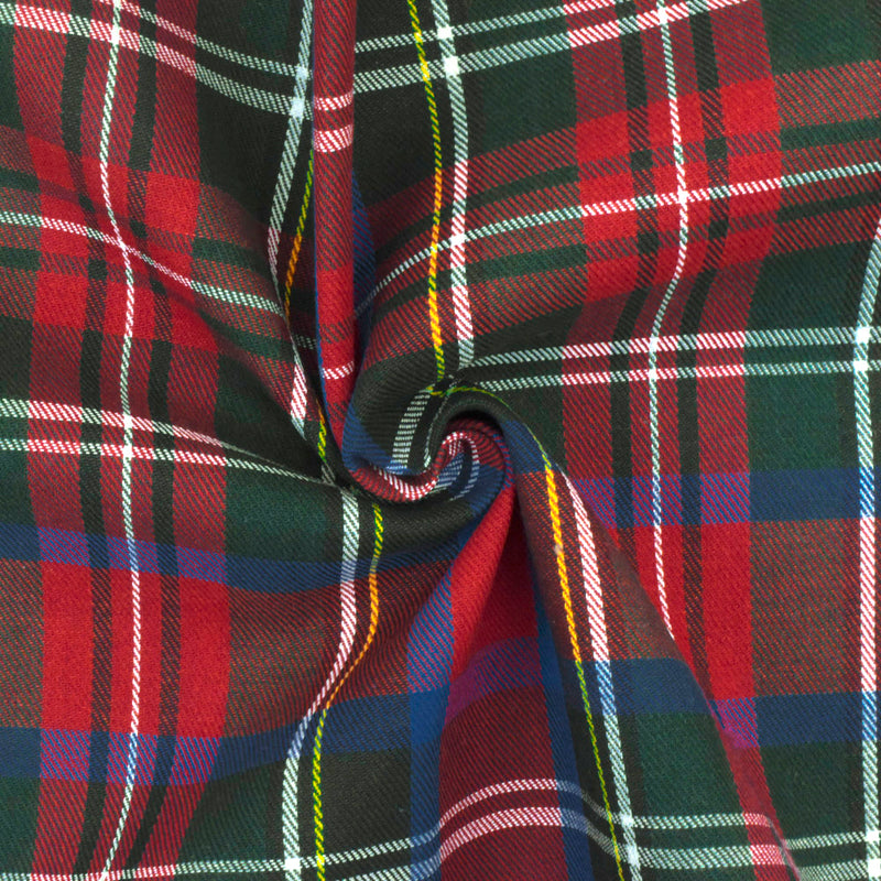 3 YD PC-Dark Red-Blue-Multi Plaid Twill Woven Fabric