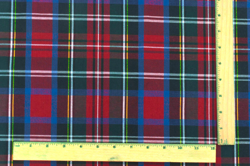 3 YD PC-Dark Red-Blue-Multi Plaid Twill Woven Fabric
