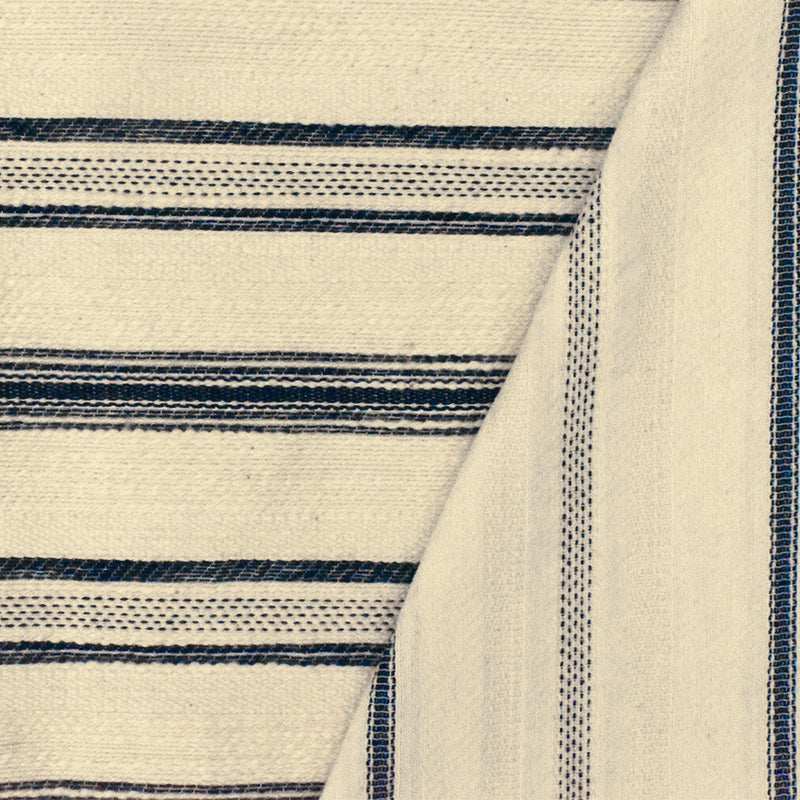Basic Ivory-Blue Stripe Cotton Polyester Woven Jacketing Fabric