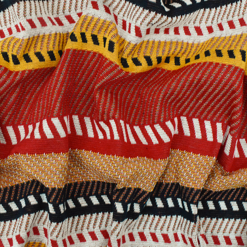 7 YD PC-Red-Yellow-Multi Diagonal Stripe Stretch Double Knit Fabric