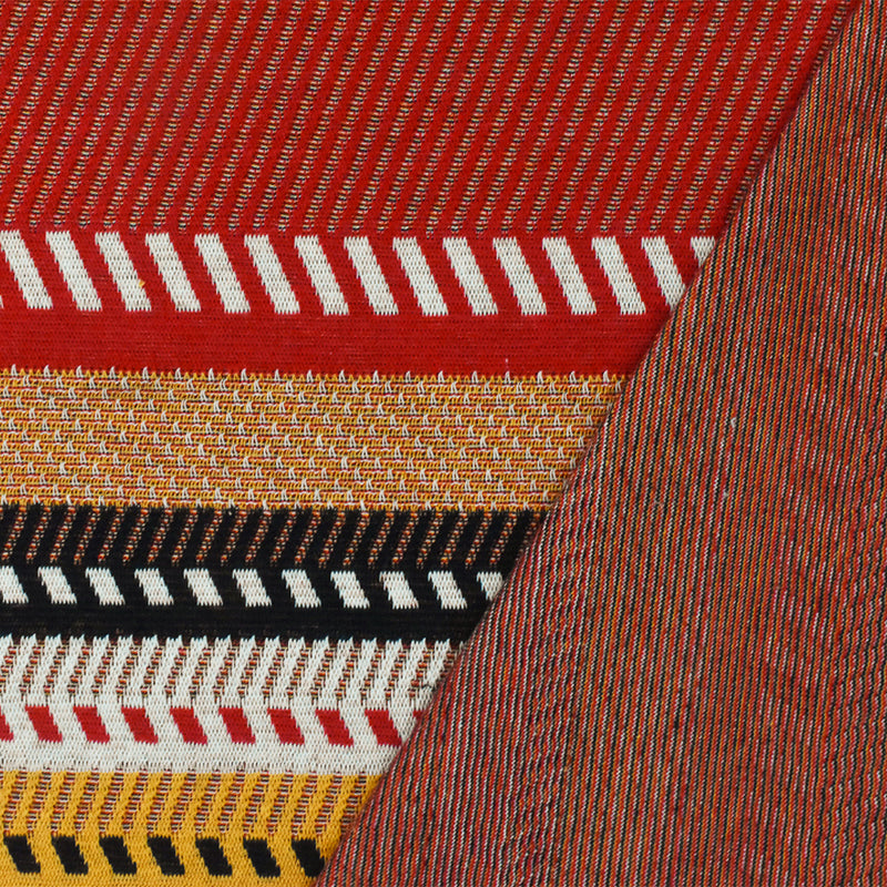 7 YD PC-Red-Yellow-Multi Diagonal Stripe Stretch Double Knit Fabric