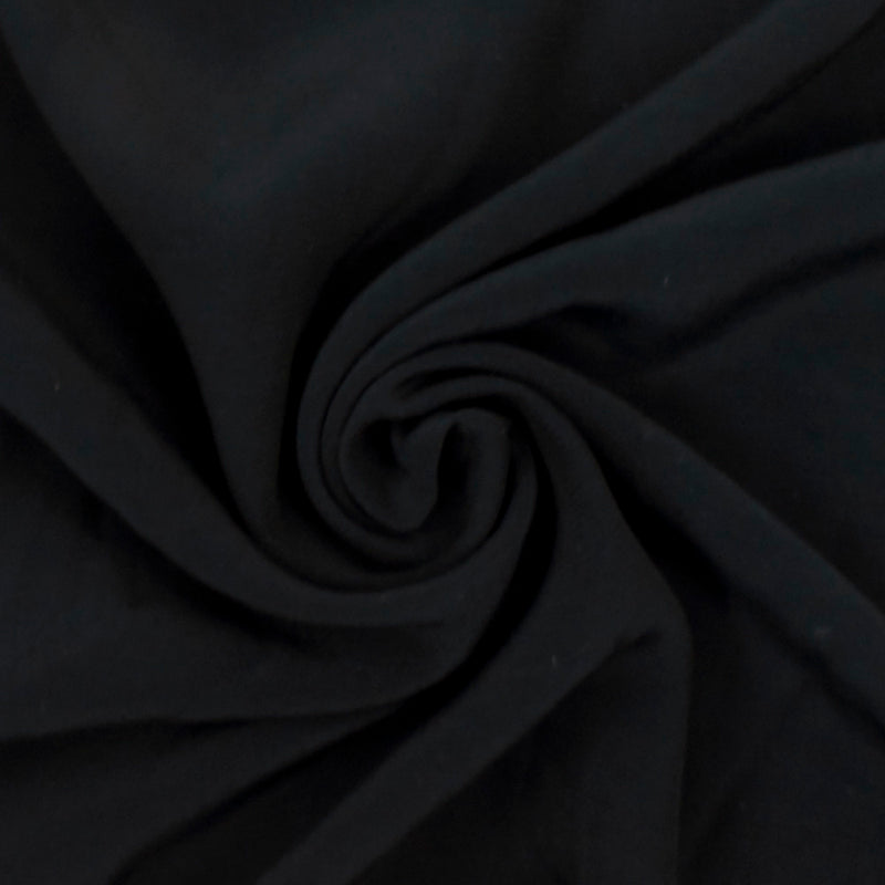 Midnight Black Solid Rayon Semi-Sheer Woven Fabric