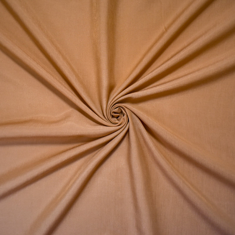 Tan Beige Rayon-Poly Semi-Sheer Solid Challis Woven Fabric