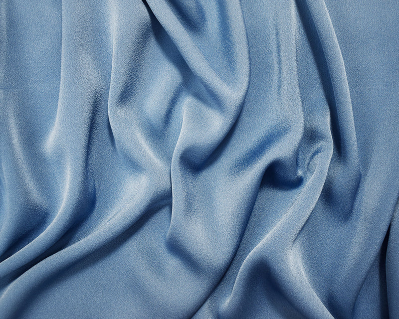 Blue Triacetate-Poly Crepe Back Satin Woven Fabric
