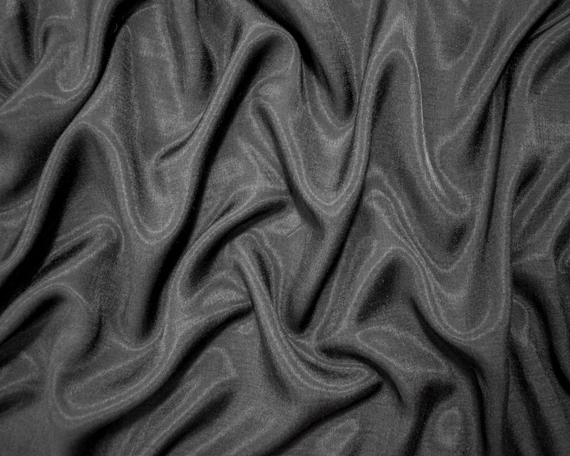 Black Rayon-Poly Sheer Solid Challis Woven Fabric