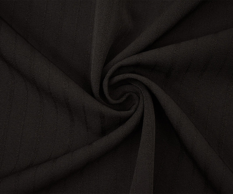 Dark Brown Stripe Texture Stretch Twill Suiting Woven Fabric