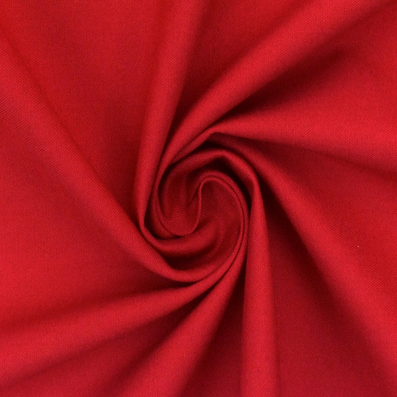 2 YD PC-Dark Red Solid Stretch Poplin Woven Fabric