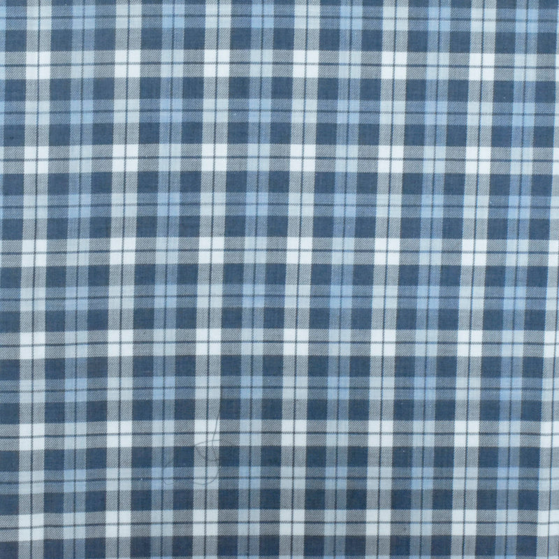 4 YD PC-Blue-Navy-White Plaid Cotton Twill Woven Fabric