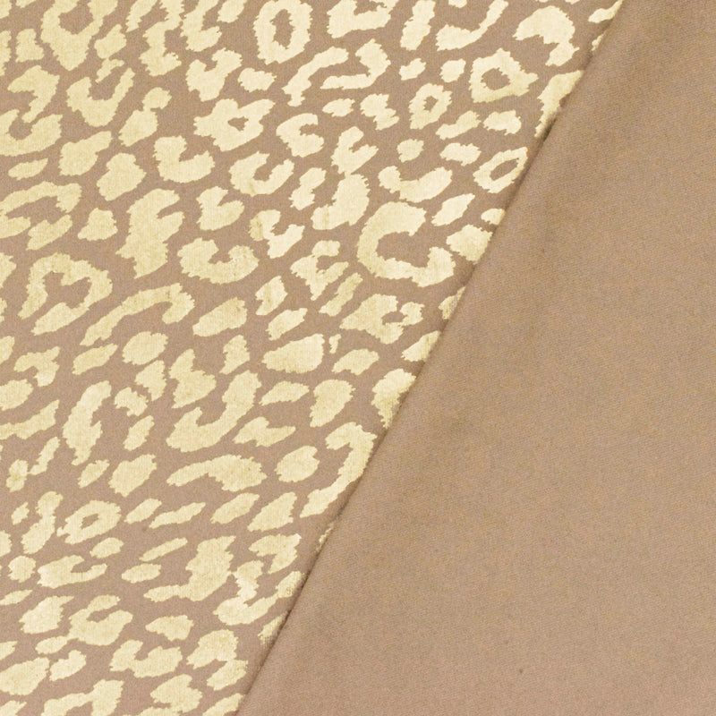 Simple Beige-Gold Leopard Printed Stretch Tricot Swimwear Knit Fabric