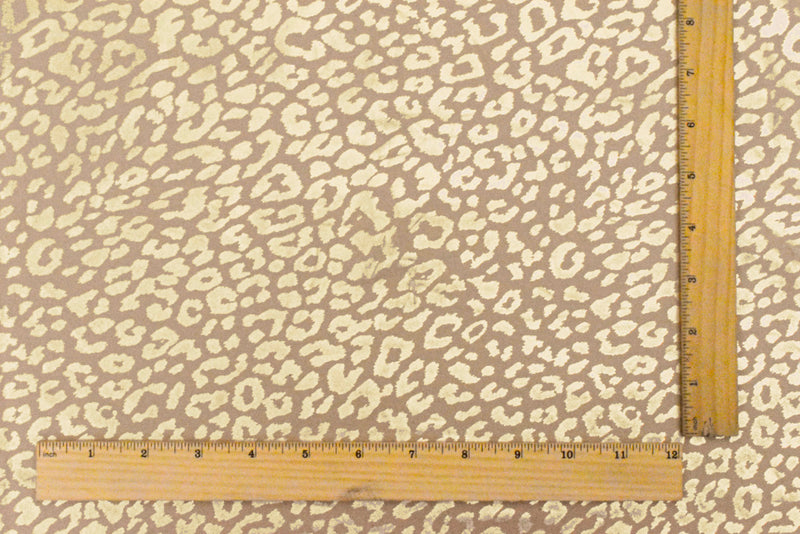 Simple Beige-Gold Leopard Printed Stretch Tricot Swimwear Knit Fabric