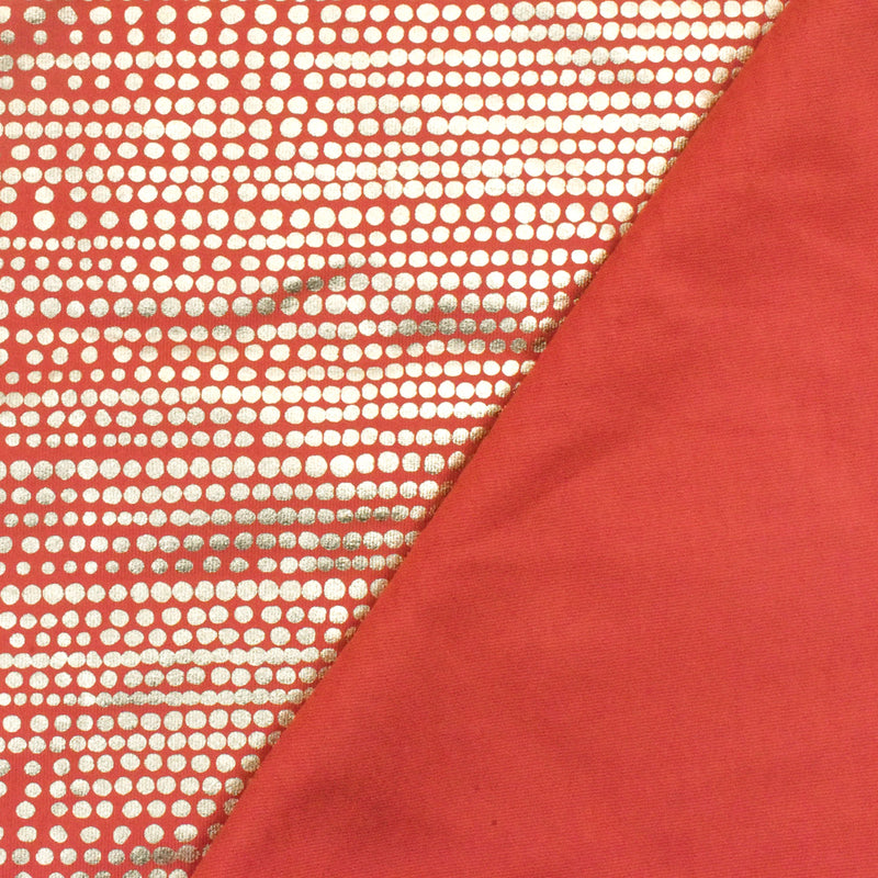 Sunset Red-Gold Dot Printed Stretch Tricot Swimwear Knit Fabric
