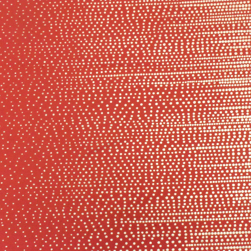 Sunset Red-Gold Dot Printed Stretch Tricot Swimwear Knit Fabric