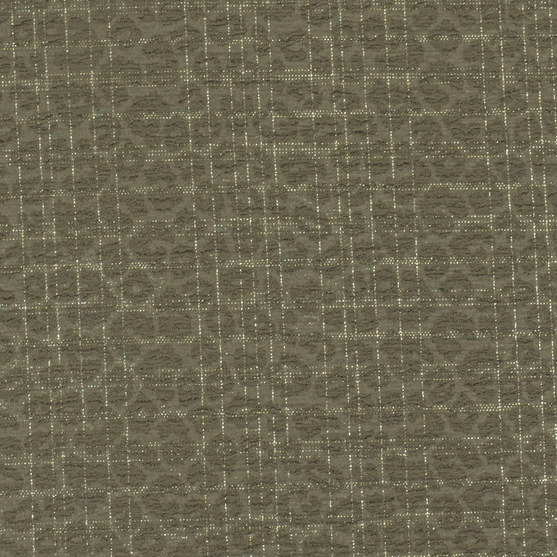Green-Silver Crinkle Leopard Metallic Plaid Stretch Double Knit Fabric