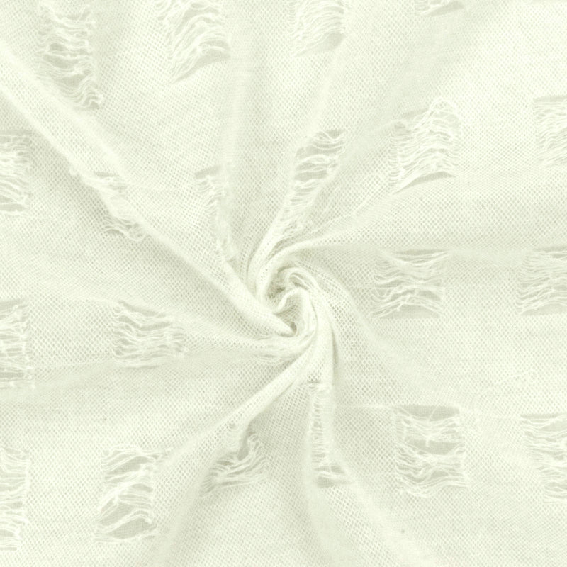 Vintage White Rectangle Texture Stretch Jacquard Mesh Fabric