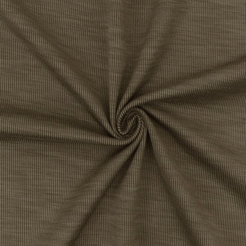 Cocoa Olive Famous Maker Brown Stripe Stretch 2x1 Rib Knit Fabric