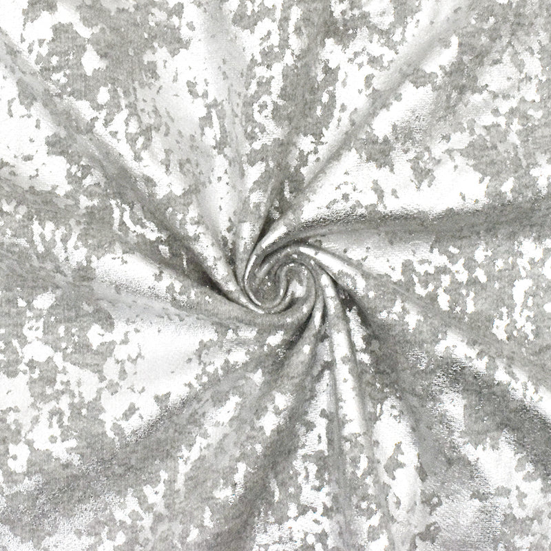 Silver-Gray Famous Maker Abstract Metallic Printed Sweatshirt Fleece Fabric