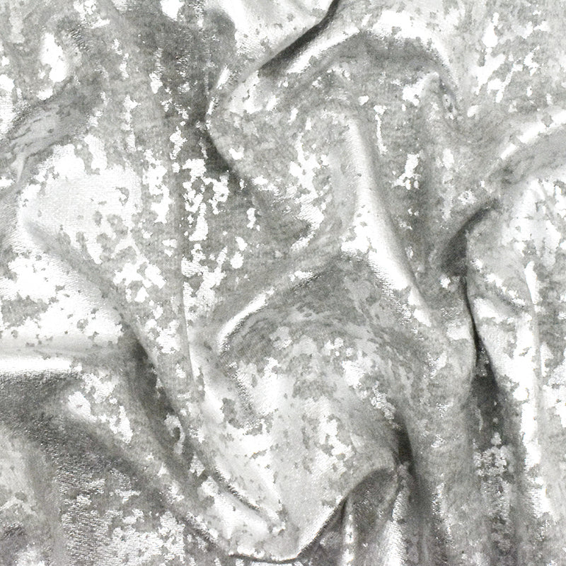 Silver-Gray Famous Maker Abstract Metallic Printed Sweatshirt Fleece Fabric
