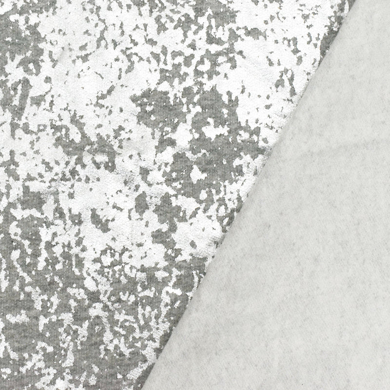 Silver-Gray Famous Maker Abstract Metallic Printed Sweatshirt Fleece Fabric