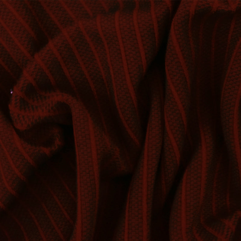 Red-Multi Famous Maker Tribal Stripe Border Stretch Jacquard Double Knit Fabric