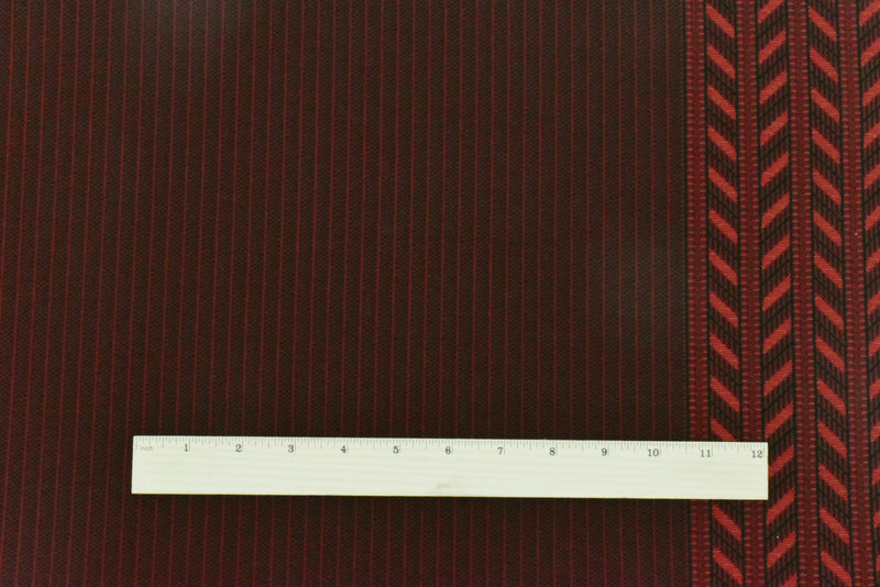 Red-Multi Famous Maker Tribal Stripe Border Stretch Jacquard Double Knit Fabric