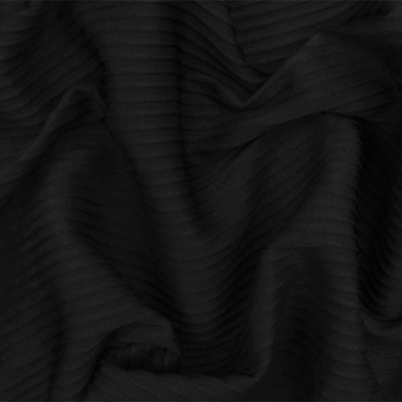 Cold Black Famous Maker 3D Stripe Stretch Activewear Knit Fabric