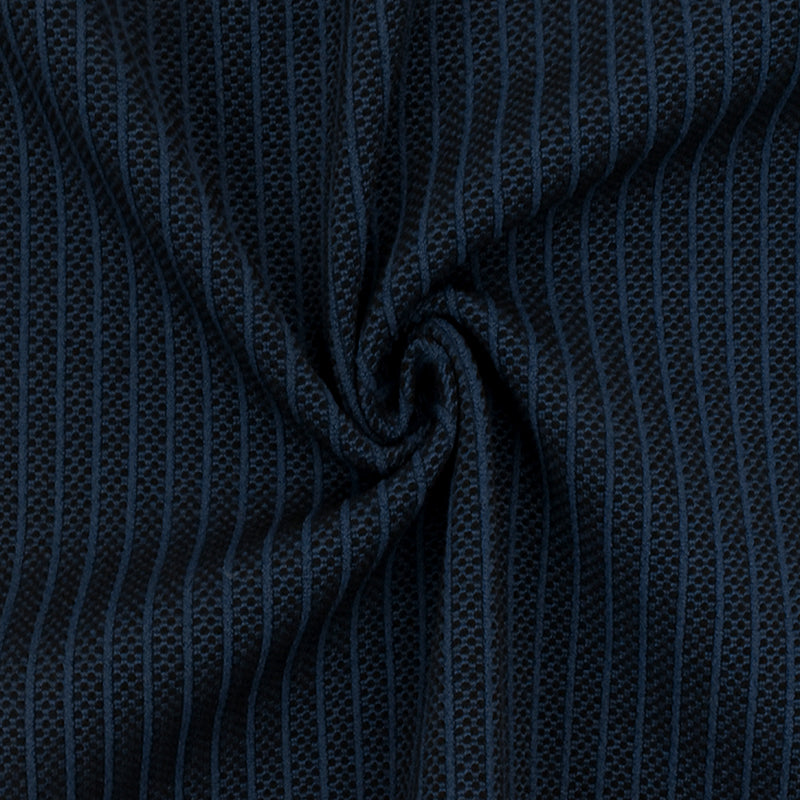 Blue-Red-Black Tribal Stripe Border Stretch Jacquard Double Knit Fabric