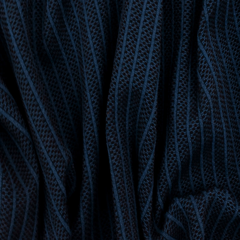 Blue-Red-Black Tribal Stripe Border Stretch Jacquard Double Knit Fabric