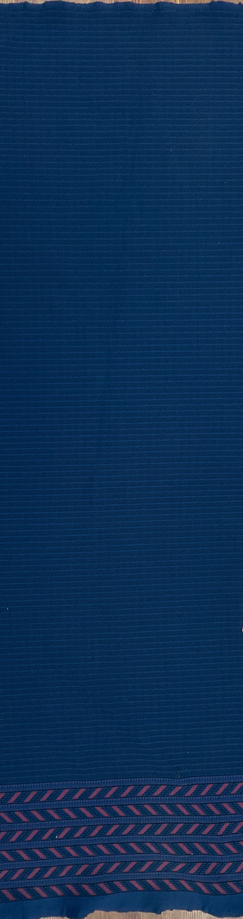 Blue-Red-Black Tribal Stripe Border Stretch Jacquard Double Knit Fabric