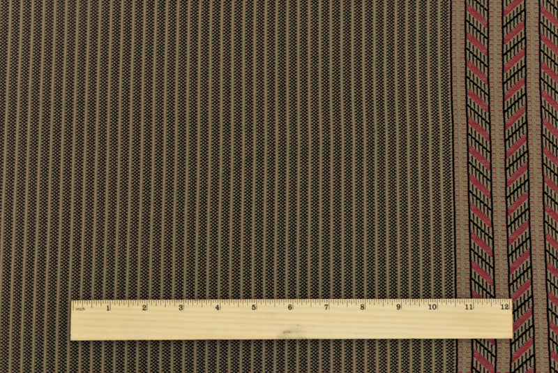 Beige-Multi Famous Maker Tribal Stripe Border Stretch Jacquard Knit Fabric