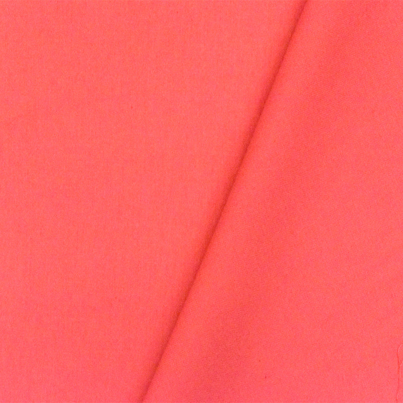 Hot Coral Red Solid Stretch Cotton Sateen Woven Fabric