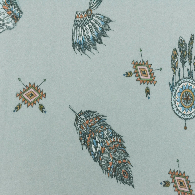 Ash Mist Blue-Multi Famous Designer Dream Catcher Printed Chiffon Fabric