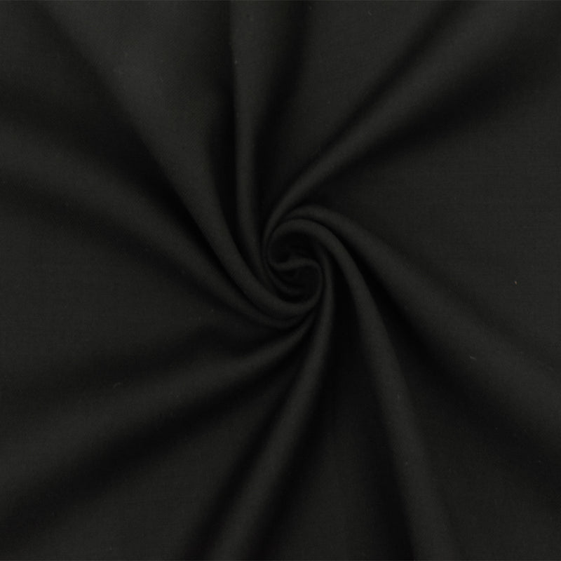 Midnight Black Solid Wool-Cotton Woven Suiting Fabric