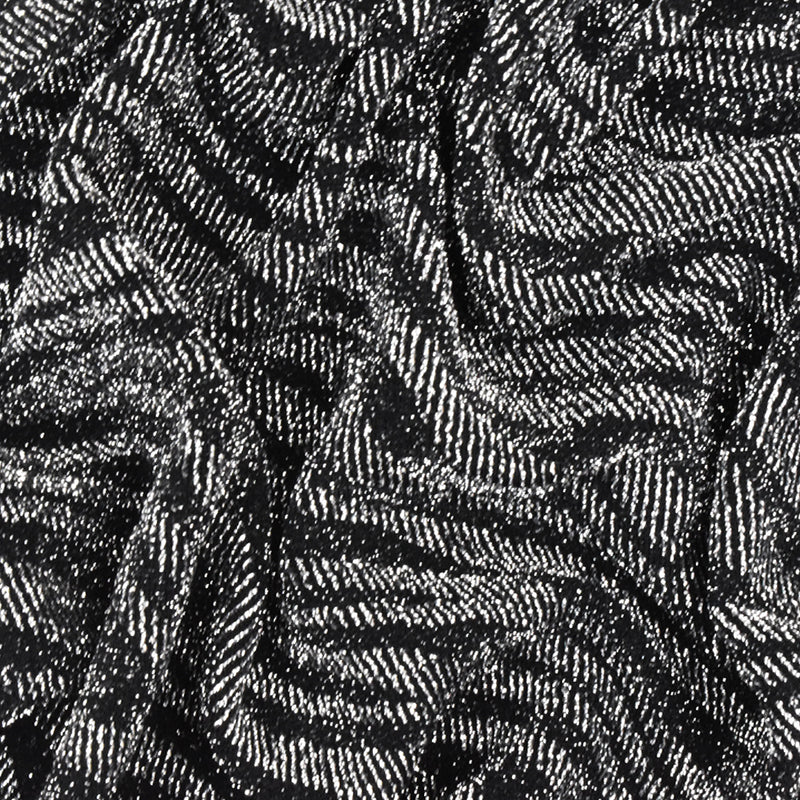Black-Silver Famous Designer Zebra Jacquard Stretch Slinky Knit Fabric
