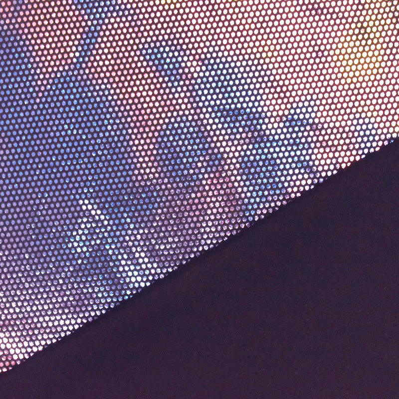 Purple-Multi Hologram Micro Dot Foil Printed Stretch Activewear Fabric