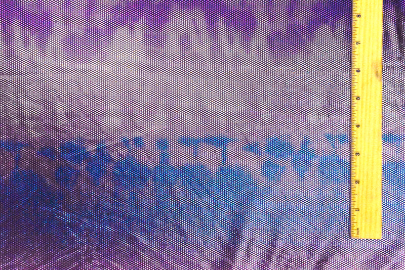 Purple-Multi Hologram Micro Dot Foil Printed Stretch Activewear Fabric