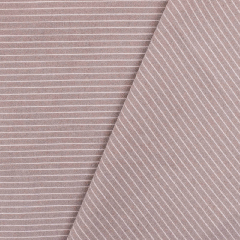 Dusty Rose Pink-White Striped Stretch Shirting Woven Fabric