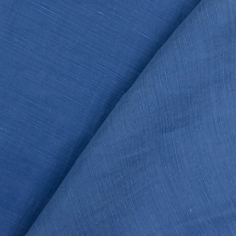 Cool Blue Washed Slubbed Twill Woven Fabric