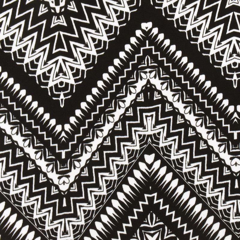 Black-White Chevron Pattern Multi Print Double Brush Stretch ITY Fabric