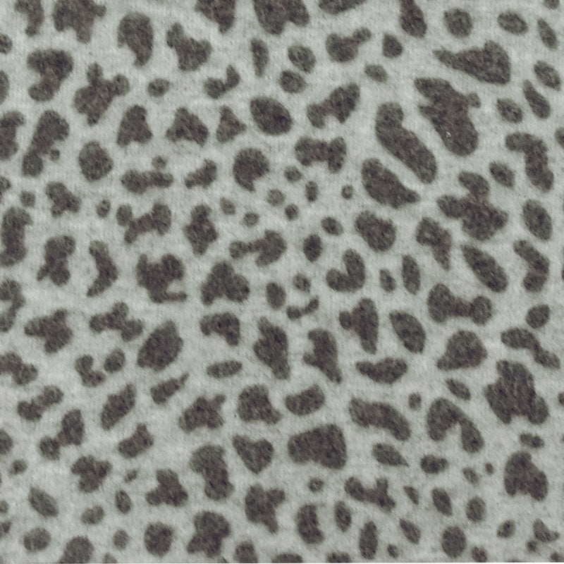 1 1/2 YD PC-Gray-Multi Famous Designer Leopard Printed Brushed Stretch Jersey Knit Fabric