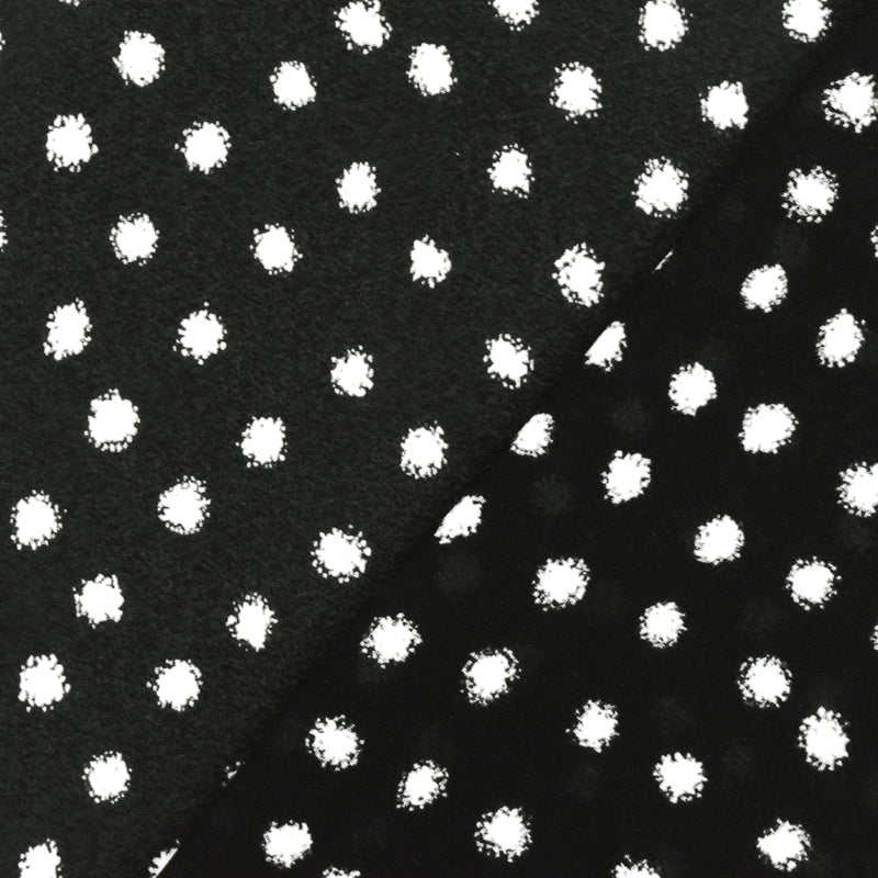 Basic Black-White Famous Designer Blurry Dot Printed Chiffon Fabric