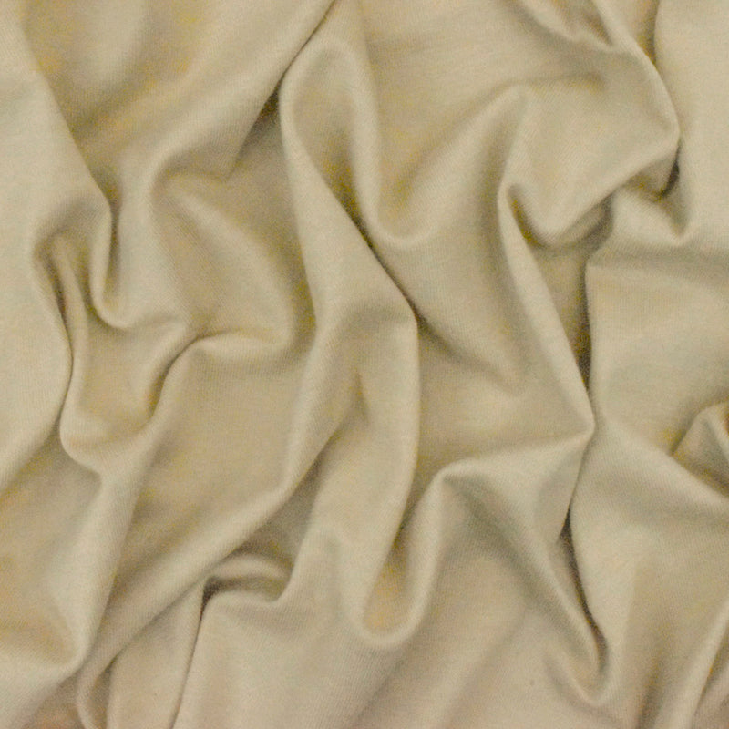 Beige Solid Stretch Cotton Jersey Knit Fabric