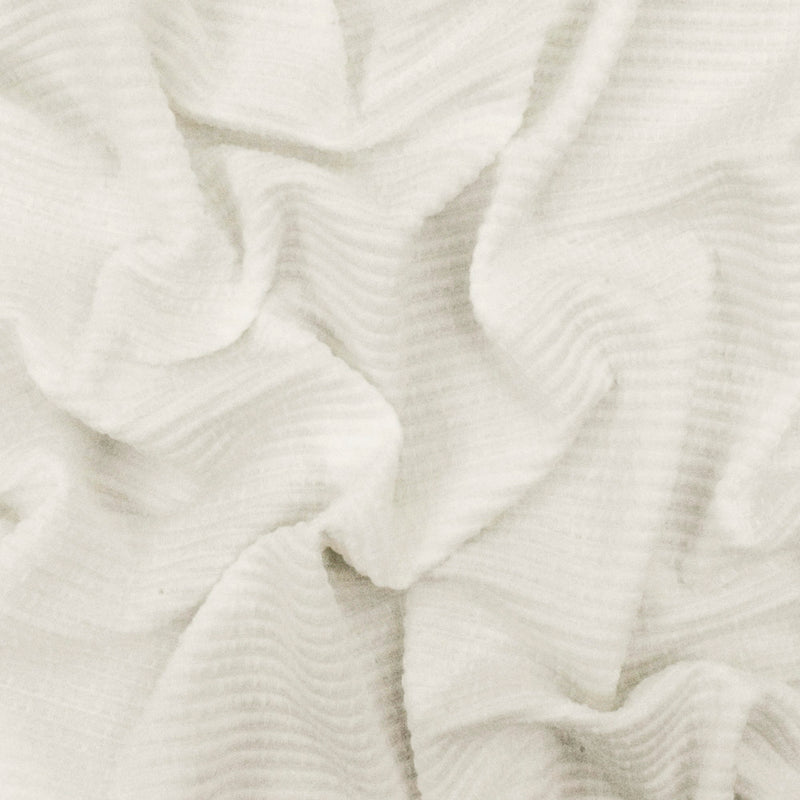 Air Ivory Striped Texture Stretch Polyester Double Knit Fabric