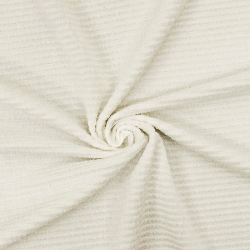 Air Ivory Striped Texture Stretch Polyester Double Knit Fabric