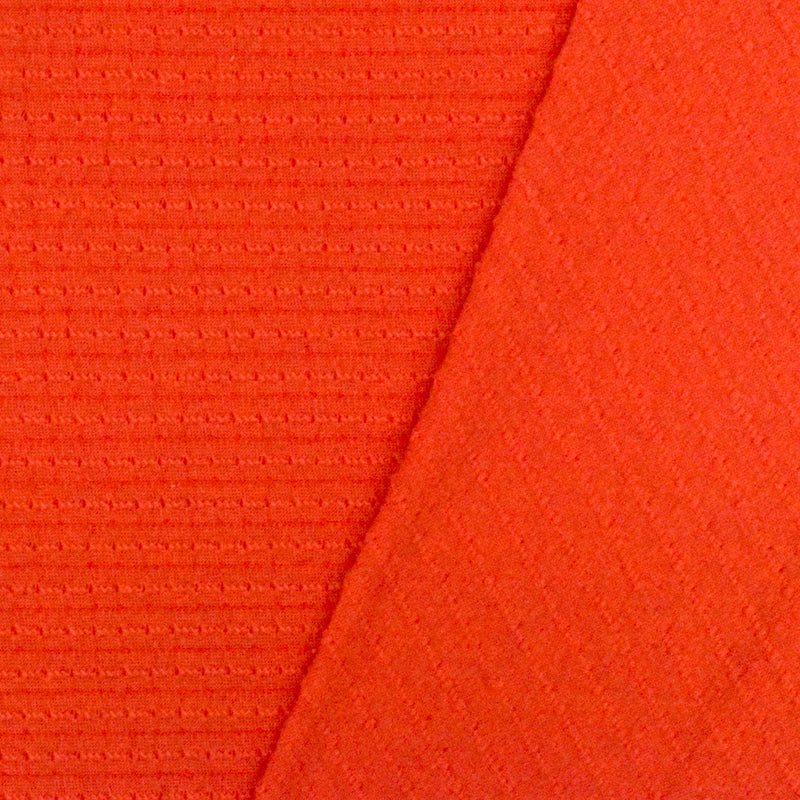 Fire Orange Stripe Texture Stretch Jersey Knit Fabric
