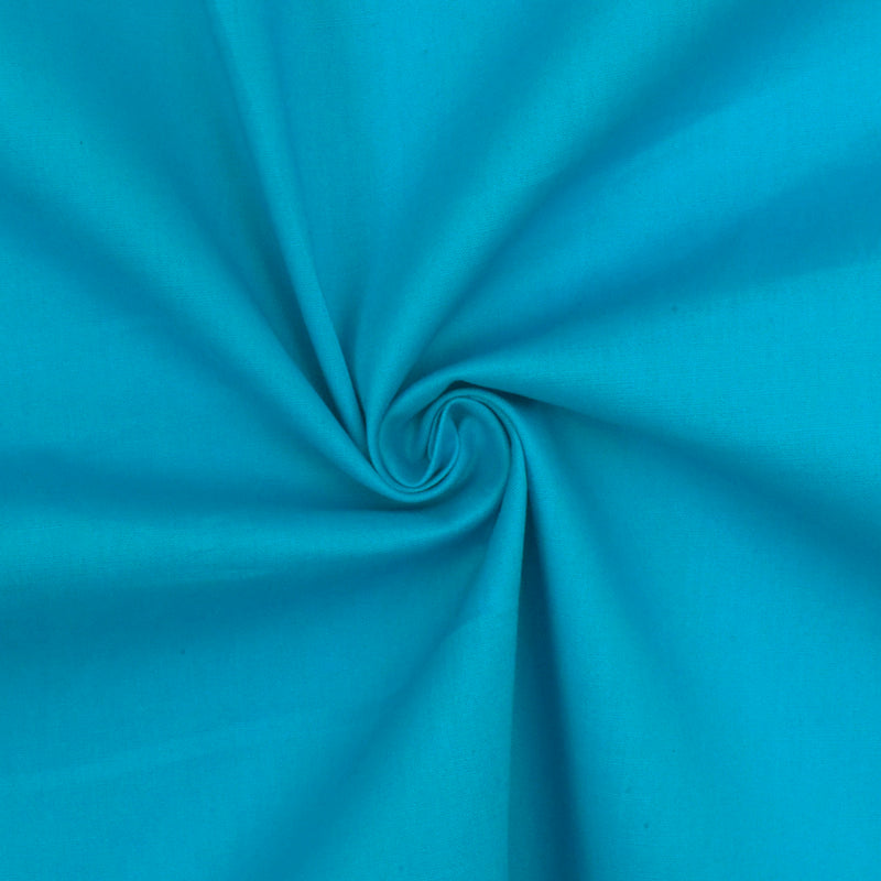 Real Turquoise Solid Stretch Cotton Poplin Woven Fabric