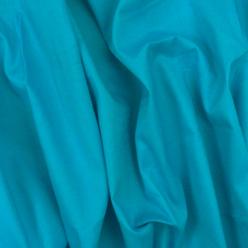 Real Turquoise Solid Stretch Cotton Poplin Woven Fabric