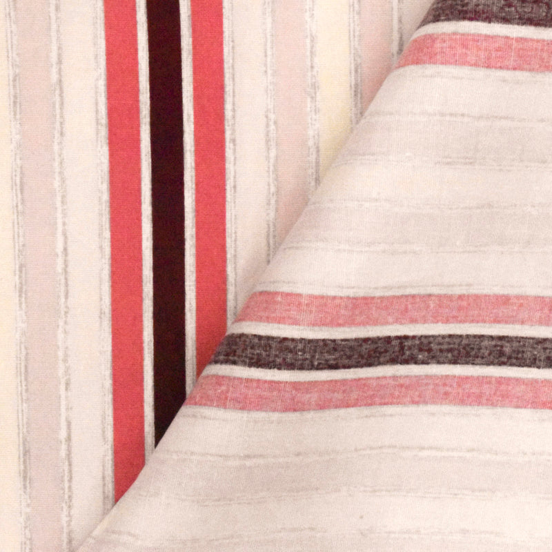 Light Pink-Gray-Multi Stripe Printed Stretch Cotton Poplin Woven Fabric