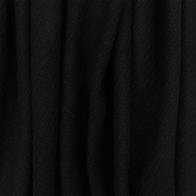 Panther Black Solid Wool-Cotton Twill Woven Coating Fabric