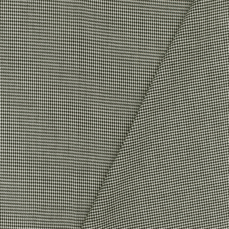 Off White-Black Mini Houndstooth Polyester Woven Suiting Fabric